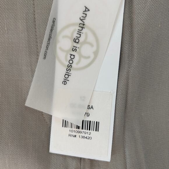Per Se Carlisle CC Balsa 109979 Khaki Dress Pants Linen Size 12 NEW - Picture 3 of 5